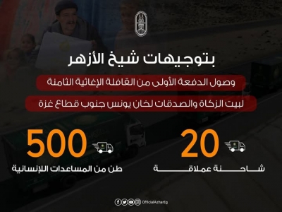 وصول الدفعة الأولى من القافلة الإغاثية الثامنة لبيت الزكاة والصدقات لخان يونس جنوب قطاع غزة